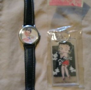 Bettty Boop watch and key chain..Watch needs a bat